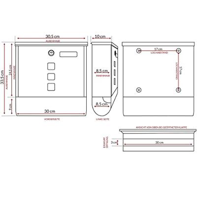Brievenbus met krantenset wit 30,5x8,5x33,5cm