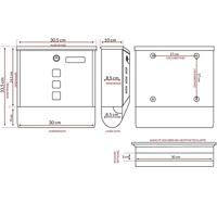Brievenbus met krantenset wit 30,5x8,5x33,5cm - thumbnail
