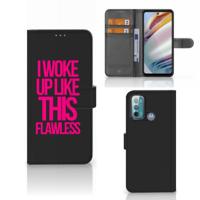 Motorola Moto G60 Hoesje met naam Woke Up - Origineel Cadeau Zelf Maken - thumbnail