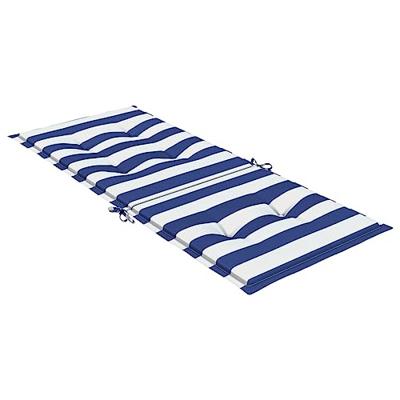 Stoelkussens 4 st hoge rug stof gestreept wit en blauw