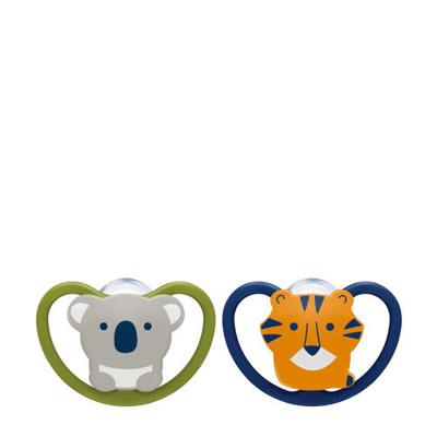 NUK Space Siliconen fopspeen maat 2 ( 2 stuks) Uil & Panda