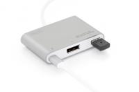 Digitus DisplayPort / USB Adapter [1x USB-C 2.0 stekker - 1x DisplayPort bus, USB 2.0 bus A, USB-C bus] Aluminium, Zilver - thumbnail