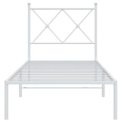 Bedframe met hoofdbord metaal wit 80x200 cm