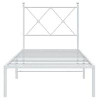 Bedframe met hoofdbord metaal wit 80x200 cm - thumbnail