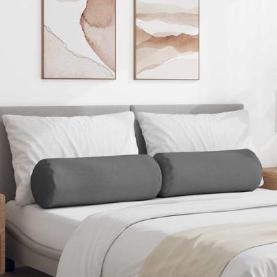 Bolster Kussens 2 pcs Donkergrijs 25 x 70 cm Stof Bolster Kussens 2 pcs Donkergrijs 25 x 70 cm Stof