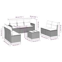 8-delige Loungeset met kussens poly rattan lichtgrijs - thumbnail