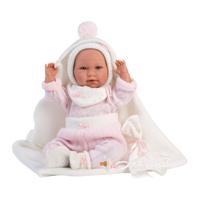 Babypop Mimi met witte omslagdoek - 42 cm - thumbnail