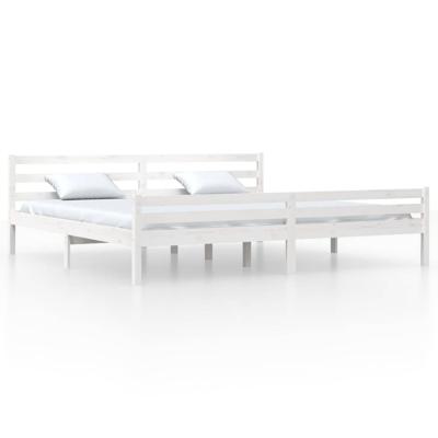 Bedframe massief hout wit 200x200 cm Bedframe massief hout wit 200x200 cm