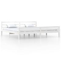 Bedframe massief hout wit 200x200 cm - thumbnail