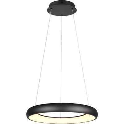 LED Hanglamp - Trion Kardo - 38W - Aanpasbare Kleur - Dimbaar - Rond - Mat Zwart - Metaal