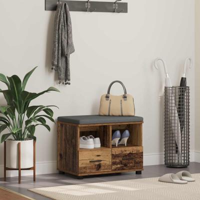 Halbank Oudhout 60 x 38 x 46 cm Spaanplaat en Bekledingsstof