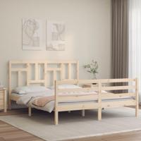 Bedframe met hoofdbord massief hout 160x200 cm - thumbnail