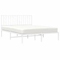 Bedframe met hoofdbord metaal wit 140x200 cm - thumbnail