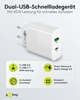 Goobay USB + USB-C snellader 45W wit - 9550194 - thumbnail