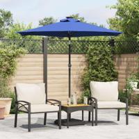 VidaXL Parasol met led's en stalen paal 225x225x212 cm azuurblauw - thumbnail