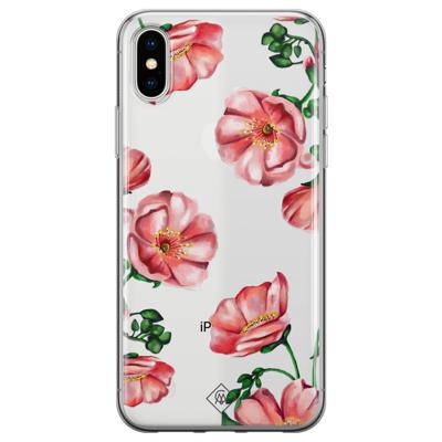iPhone X/XS transparant hoesje - Red flowers