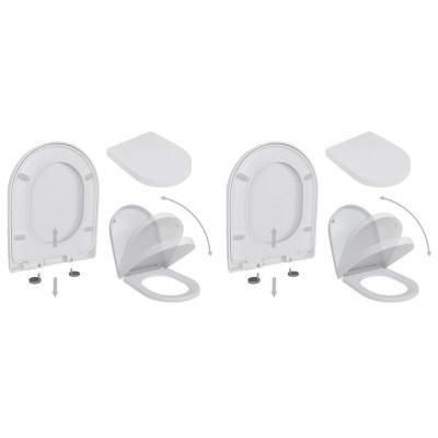 Toiletbrillen met soft-close deksels 2 st kunststof wit