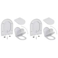 vidaXL Toiletbrillen met soft-close deksels 2 st kunststof wit - thumbnail