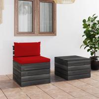 2-delige Loungeset met kussens pallet massief grenenhout - thumbnail