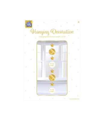 Hangdecoratie 25 Jaar Goud/Wit (1,2m)