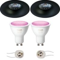 Pragmi Nora Pro - Inbouw Rond - Mat Zwart - Ø82mm - Philips Hue - LED Spot Set GU10 - White and Color Ambiance - Bluetooth - thumbnail