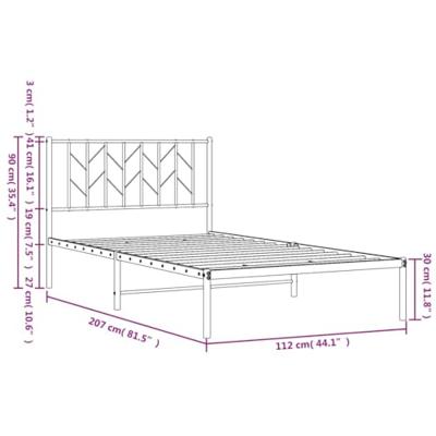 Bedframe met hoofdbord metaal wit 107x203 cm