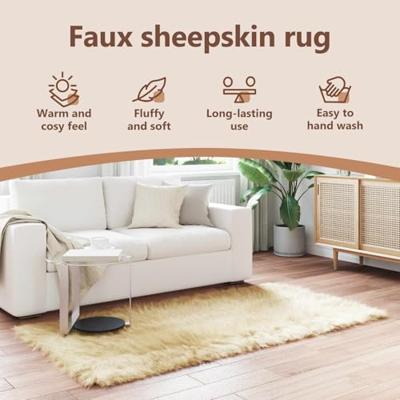 VidaXL Nep schapenvacht tapijt tafalla crème 80 x 200 cm polyester