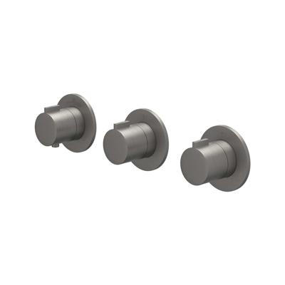 Afbouwdeel IVY Pact Inbouwthermostaat 2 Stopkranen Symmetry Met Ronde Rozetten Geborsteld Metal Black PVD