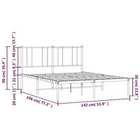 Bedframe met hoofdbord metaal zwart 135x190 cm - thumbnail