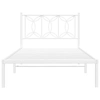 Bedframe met hoofdbord metaal wit 107x203 cm - thumbnail