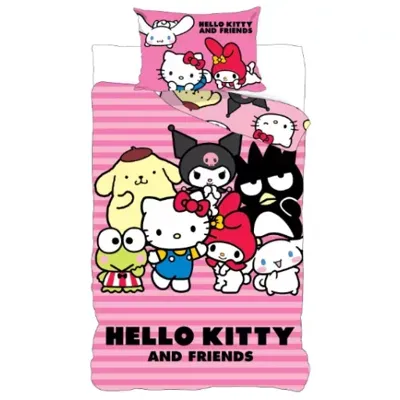 Hello Kitty friends Dekbedovertrek 140 X 200 cm - 70x90 cm - katoen