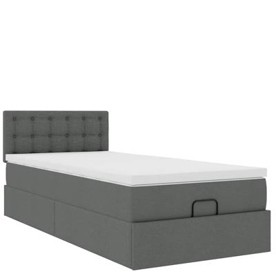 Ottoman bed met matras en LED's 90x190cm stof donkergrijs
