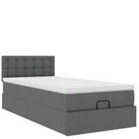 Ottoman bed met matras en LED's 90x190cm stof donkergrijs - thumbnail