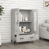 Hoge kast 70x31x115 cm bewerkt hout betongrijs - thumbnail
