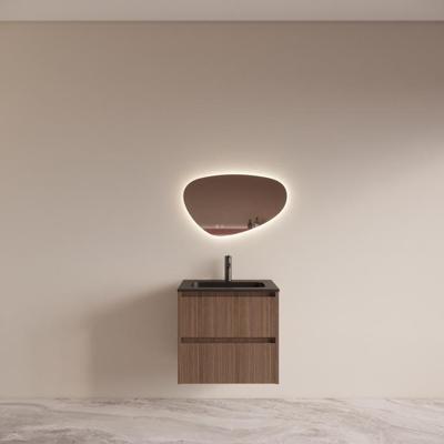 Badmeubelset BWS Riga met Asia Wastafel Zwart 60 cm Donker Eiken Japandi