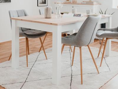 Rechthoekige eettafel BERGAMOTE 160 cm wit/artisan eik met verlengstuk