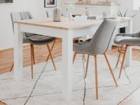 Rechthoekige eettafel BERGAMOTE 160 cm wit/artisan eik met verlengstuk - thumbnail