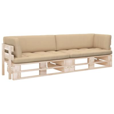 Tweezitsbank pallet met kussens geïmpregneerd grenenhout