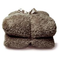 Plaid teddy 200x150 cm taupe deken Unique Living - Unique living - thumbnail