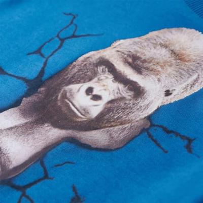 Kindershirt met lange mouwen gorillaprint 104 petrol
