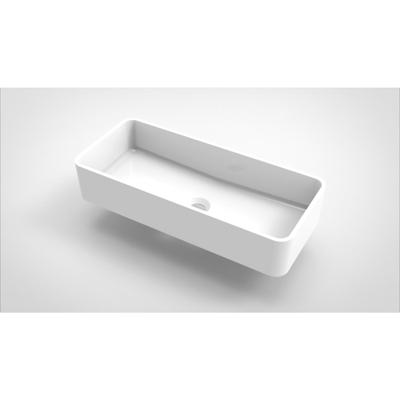 Arcqua Case waskom - 60x26cm - Rechthoek - Cast marble Wit Glans WAS103654