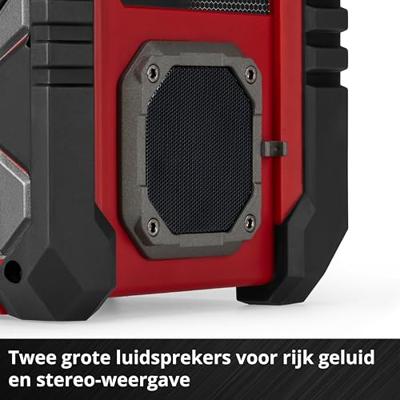 Einhell TE-CR 18 Li Draagbare radio DAB+, FM Bluetooth, AUX, USB Rood/zwart Einhell TE-CR 18 Li Draagbare radio DAB+, FM Bluetooth, AUX, USB Rood/zwart