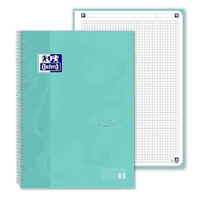 Oxford School Touch Europeanbook spiraalblok, ft A4+, 160 bladzijden, geruit 5 mm, pastel turquoise