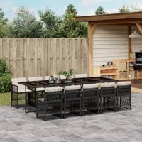 11-delige Tuinset met kussens poly rattan zwart - thumbnail