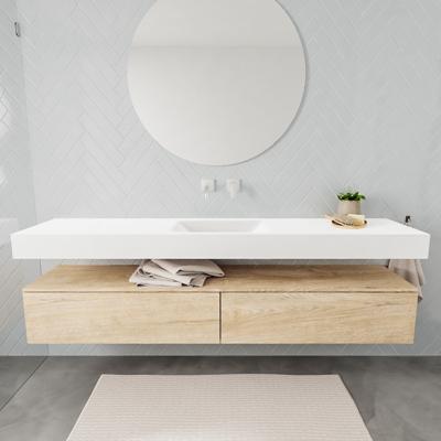 Aqua Splash Badkamermeubel AQS Ibiza 200 cm Washed Oak Twee Soft-Close Lades Solid Surface Wastafel Mat Wit - Badmeubel Ibiza 200 cm Washed Oak Twee Aqua Splash Badkamermeubel AQS Ibiza 200 cm Washed Oak Twee Soft-Close Lades Solid Surface Wastafel Mat Wit - Badmeubel Ibiza 200 cm Washed Oak Twee