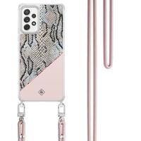 Samsung Galaxy A52(s) hoesje met rosegoud koord - Snake print - thumbnail