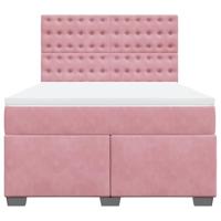 Boxspring met matras fluweel roze 140x200 cm - thumbnail