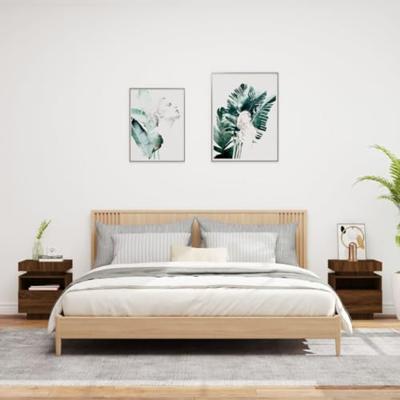 Nachtkastjes met LED 2 st 40x39x48,5 cm bruin eikenkleur