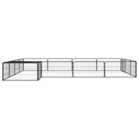 Hondenkennel 16 panelen 100x50 cm gepoedercoat staal zwart - thumbnail