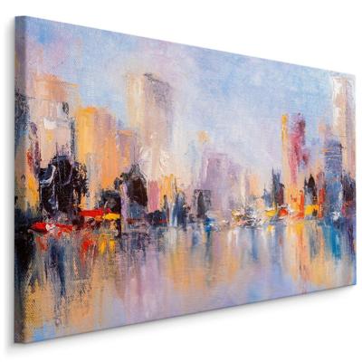 Schilderij - Panorama stad (print op canvas), multi-gekleurd, 4 maten, wanddecoratie